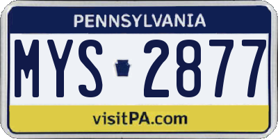 PA license plate MYS2877