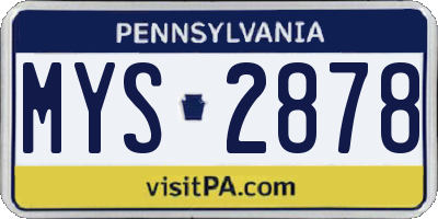 PA license plate MYS2878