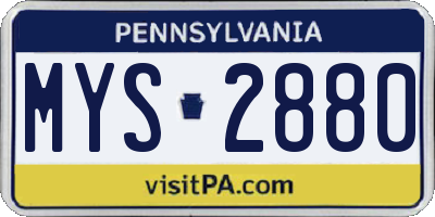 PA license plate MYS2880
