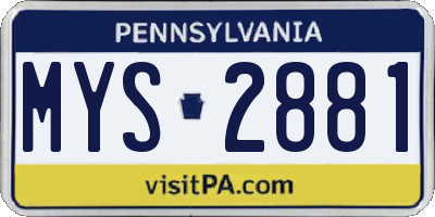 PA license plate MYS2881