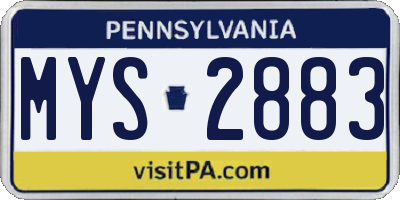 PA license plate MYS2883