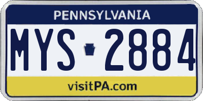PA license plate MYS2884