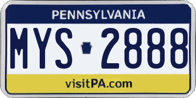 PA license plate MYS2888