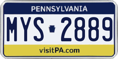 PA license plate MYS2889