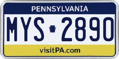 PA license plate MYS2890