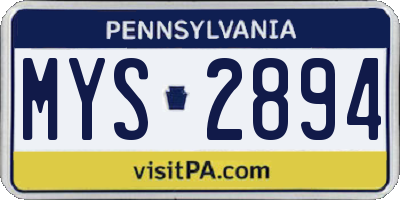PA license plate MYS2894