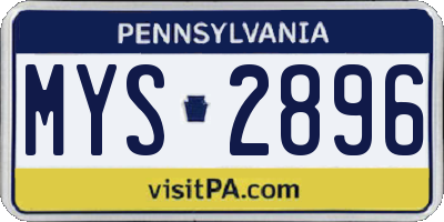 PA license plate MYS2896