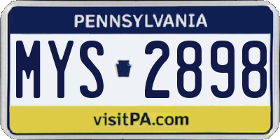 PA license plate MYS2898