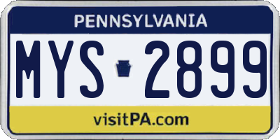 PA license plate MYS2899