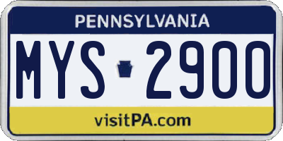 PA license plate MYS2900