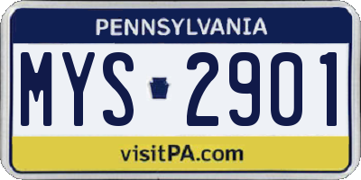 PA license plate MYS2901