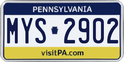 PA license plate MYS2902