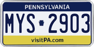 PA license plate MYS2903