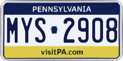 PA license plate MYS2908