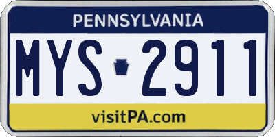 PA license plate MYS2911