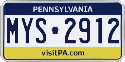 PA license plate MYS2912