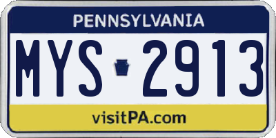 PA license plate MYS2913
