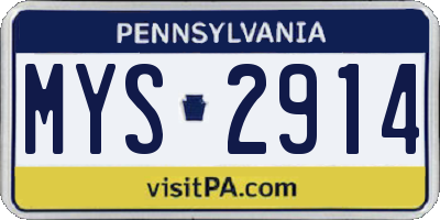 PA license plate MYS2914
