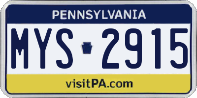 PA license plate MYS2915