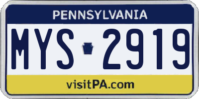 PA license plate MYS2919