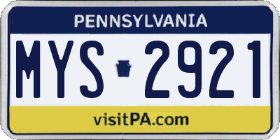 PA license plate MYS2921