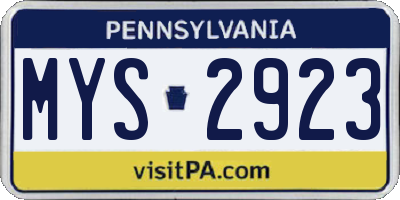 PA license plate MYS2923