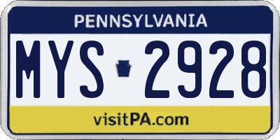 PA license plate MYS2928