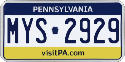 PA license plate MYS2929