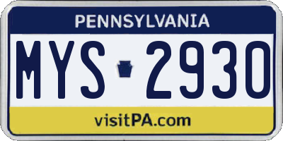 PA license plate MYS2930