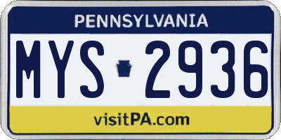 PA license plate MYS2936