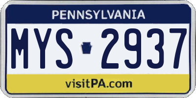 PA license plate MYS2937