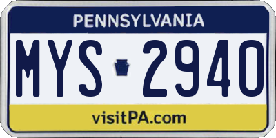 PA license plate MYS2940