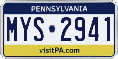 PA license plate MYS2941