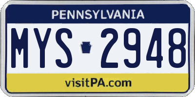 PA license plate MYS2948