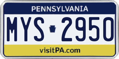 PA license plate MYS2950