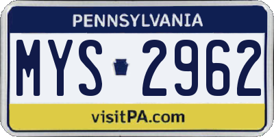 PA license plate MYS2962