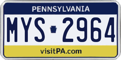 PA license plate MYS2964