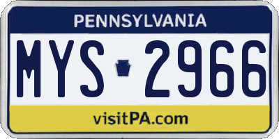PA license plate MYS2966