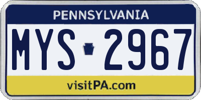 PA license plate MYS2967