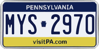 PA license plate MYS2970