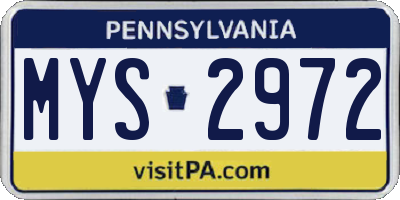 PA license plate MYS2972