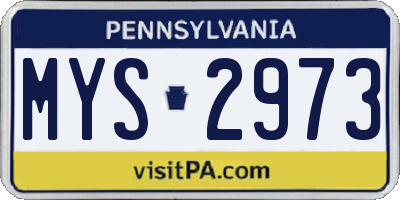 PA license plate MYS2973