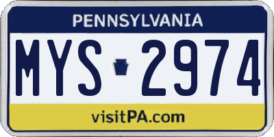 PA license plate MYS2974