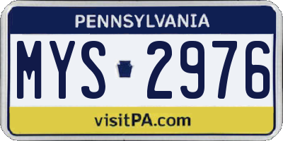 PA license plate MYS2976