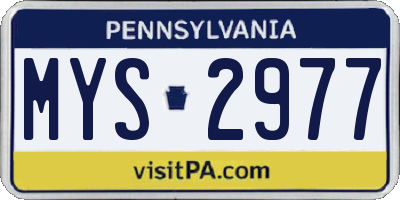 PA license plate MYS2977