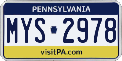 PA license plate MYS2978