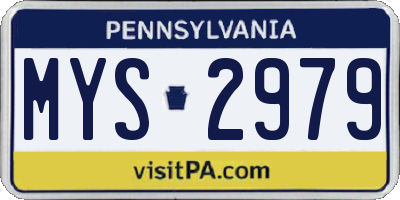 PA license plate MYS2979
