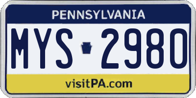 PA license plate MYS2980