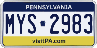 PA license plate MYS2983