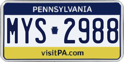 PA license plate MYS2988